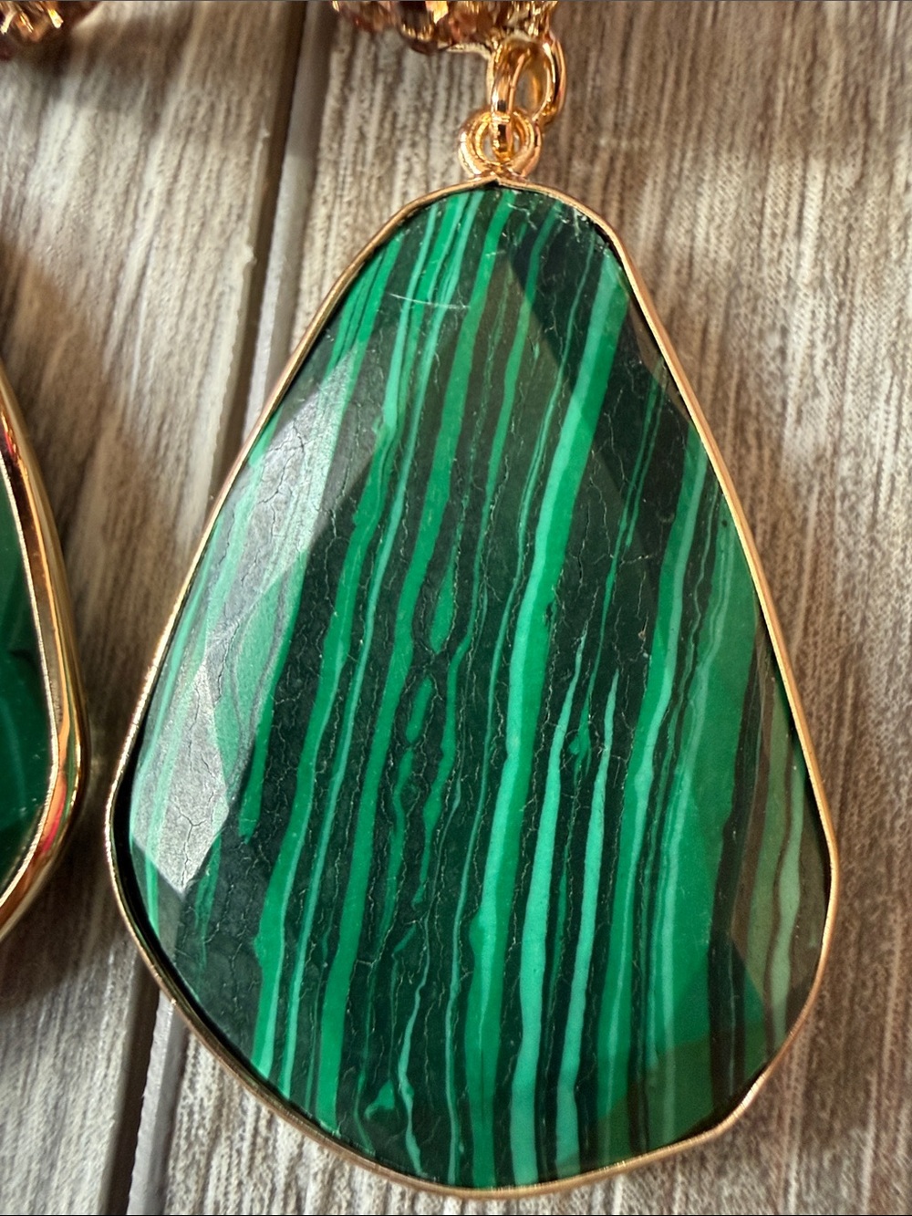 Anthropologie Stone Drop Earrings in Malachite - Picture 3 of 7